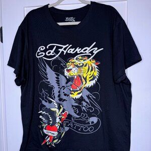Ed Hardy Graphic T Shirt Men's XL Black Tiger Streetwear Y2K